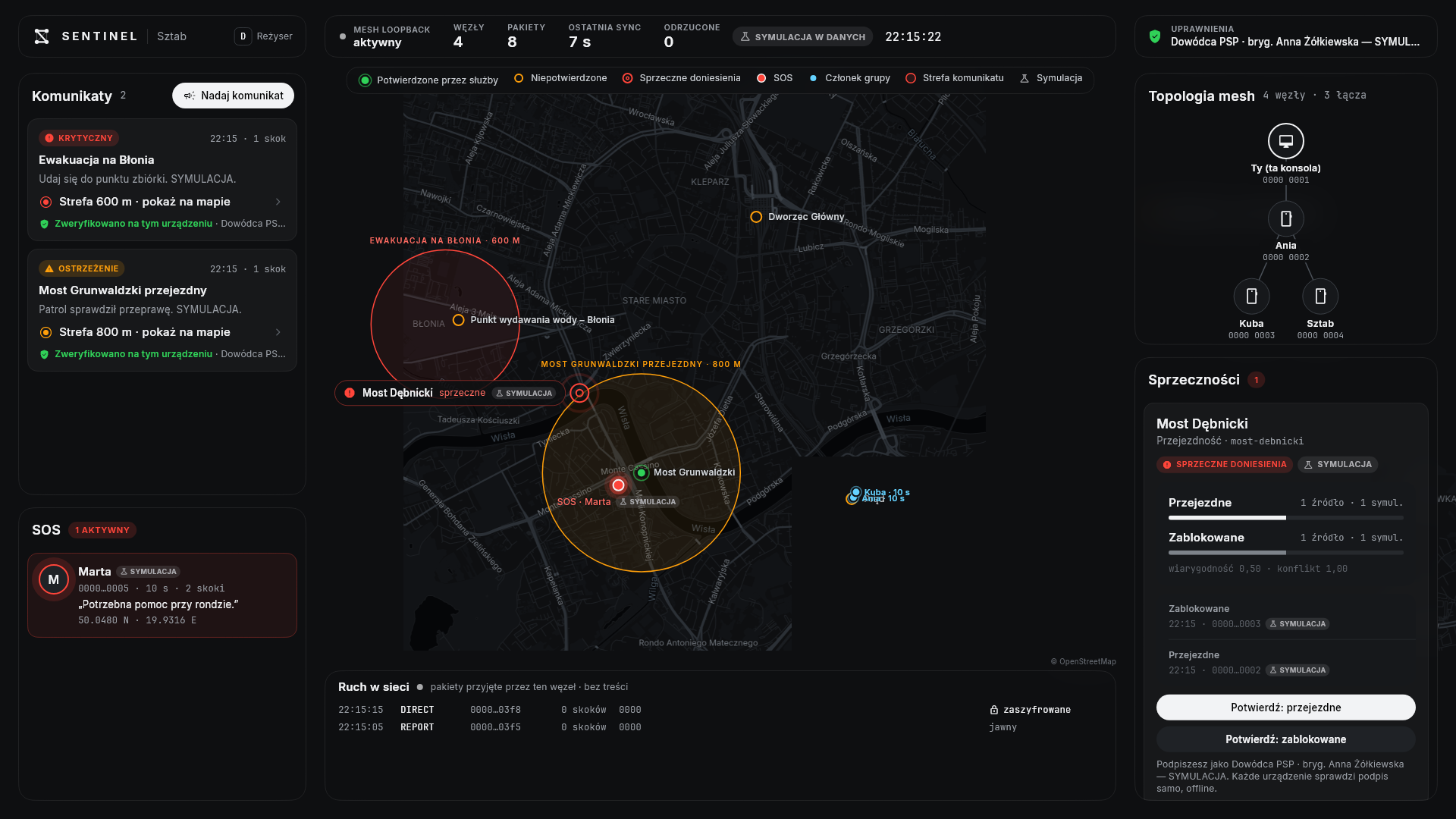 Screenshot: HQ console with a conflict